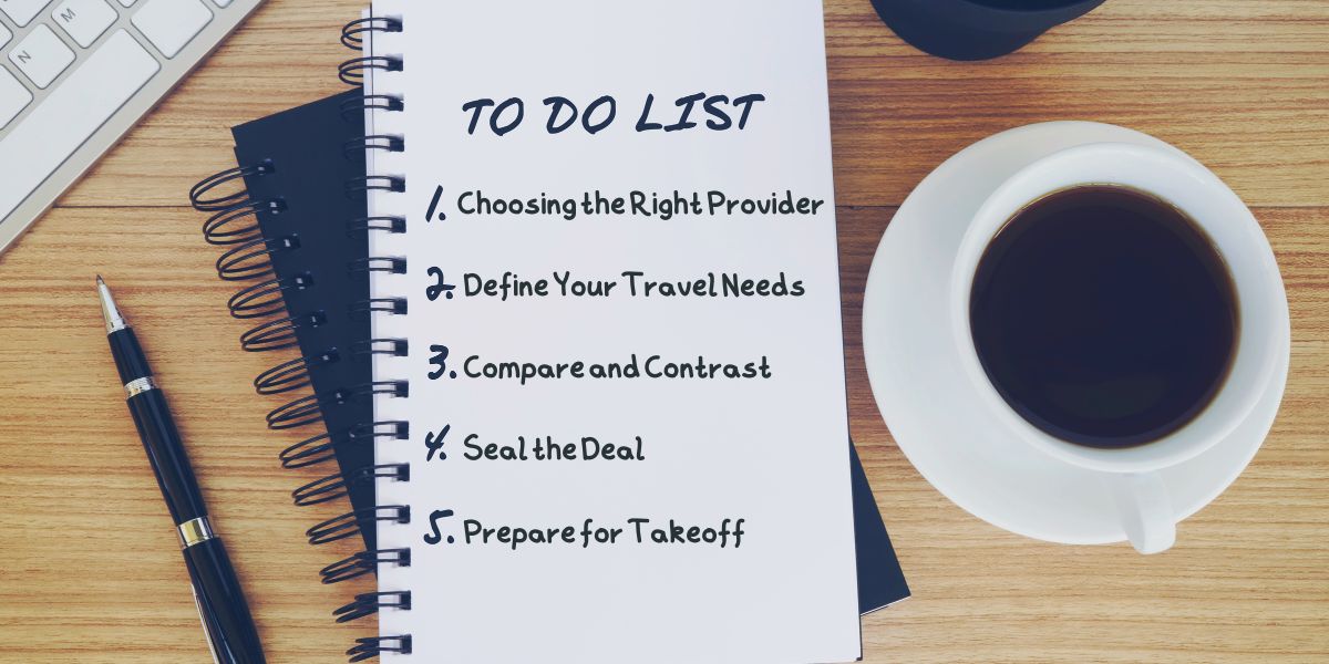 Chartering a private jet to-do list