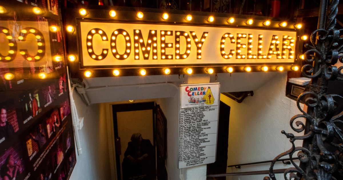 Comedy Cellar New York entrance with glittering lights