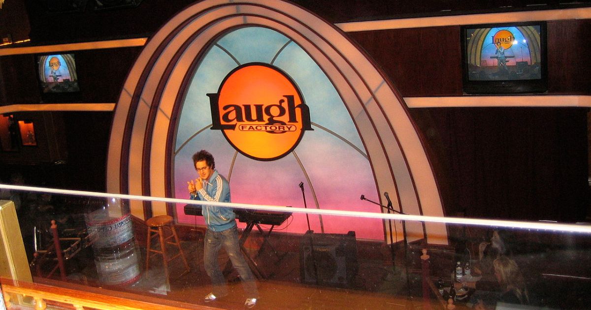 Dan Levy performing at the Laugh Factory in Las Vegas